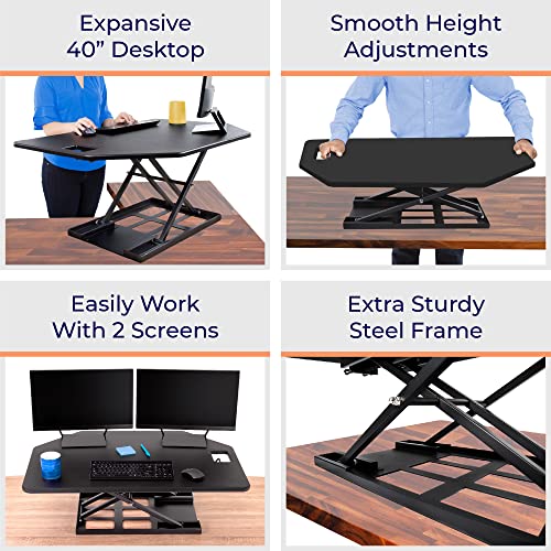 Stand Steady XElite Pro Premier Corner Standing Desk Converter Extra Large 40 Inch Sit to