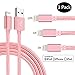 SPEATE,iPhone Chargers 3PCS 3FT 6FT 10FT Nylon Braided Lightning USB Cable Cord Charger Compatible with iPhone X iPhone 8 8 Plus 7 7 Plus 6 6s 6 Plus, iPhone 5 5s,iPad, iPod (Rose Gold)