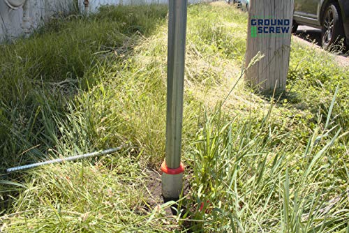 American Ground Screw Model 2 Premium No Dig Ground Anchor - Post & Flag Pole Base Ground Mount - Screw in Post Stake, 22" Inch Long, (Fits Round Poles 1” - 2 3/8") Replacement Fence Post Anchor DIY