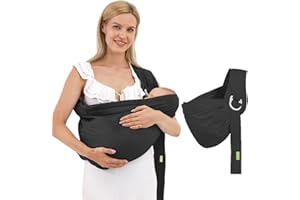 SHSYUE Baby Carrier Sling Wrap Ring, Soft Infant Baby Carriers for Newborn Toddlers Slings, Ergonomic Design Hug Strap for Newborns, Breathable Adjustable Multi-Functional Sling Under 36lbs-Black