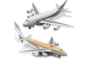 Crelloci Airplane Toys, Bump and Go Action, Pull Back Die Cast Model Plane with Lights & Sounds, 3D Anatomy View, Aircraft Vehicles Gift for Kids Toddler Boys Ages 3+(White)