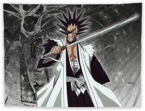 JackGo7 Kenpachi Zaraki Tapestry Art Wall Hanging Sofa Table Bed Cover Mural Beach Blanket Home Dorm Room Decor Gift (80X60inch/200x150cm)