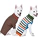 Blueberry Pet Pack of 2 Winter Coziness Cool Tone Dog Sweaters with Stripes and Classic Cable Knit Pattern, Back Length 12