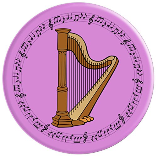 Harp Player Harpist Gift - Music Notes in Circle - Purple - PopSockets Grip and Stand for Phones and Tablets