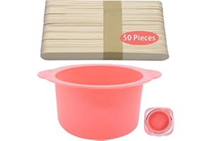 LEISENOR 14 oz Silicone Wax pot Liner, Silicone Wax Bowl Warmer liner, Non-Stick Melt Pot Replacement, Reusable Melt Liner with 50 Pcs Waxing Sticks Body Hair Removal Pink