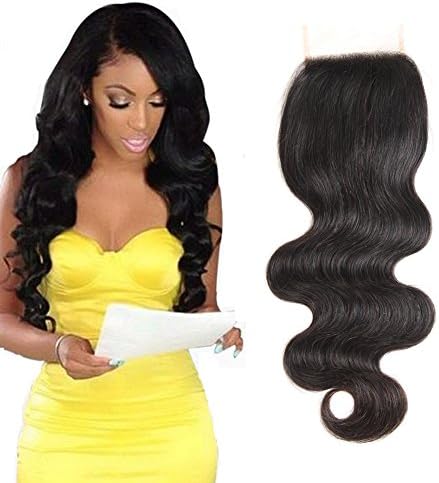 Ossilee Hair Brazilian Virgin Hair Body Wave Lace Closure 4×4 Lace Closure Body Wave 8A Unprocessed Human Hair (14, Free Part)