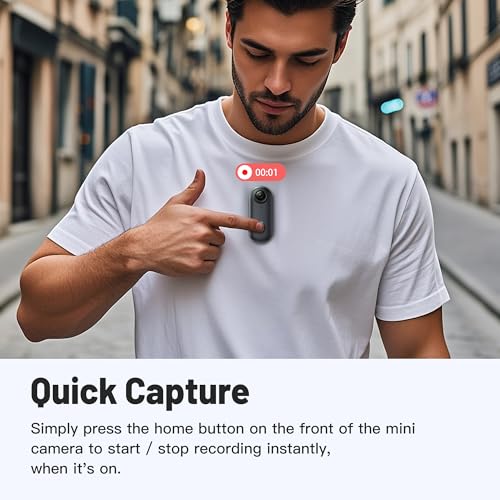 Meoilkolnm Mini Wearable Body Worn Action Camera, FHD 1080P, Thumb Size, Hands Free Recording with Premium Portable Camcorder Mount Anywhere for Security, Work, Guard, Travel, 128GB, Black