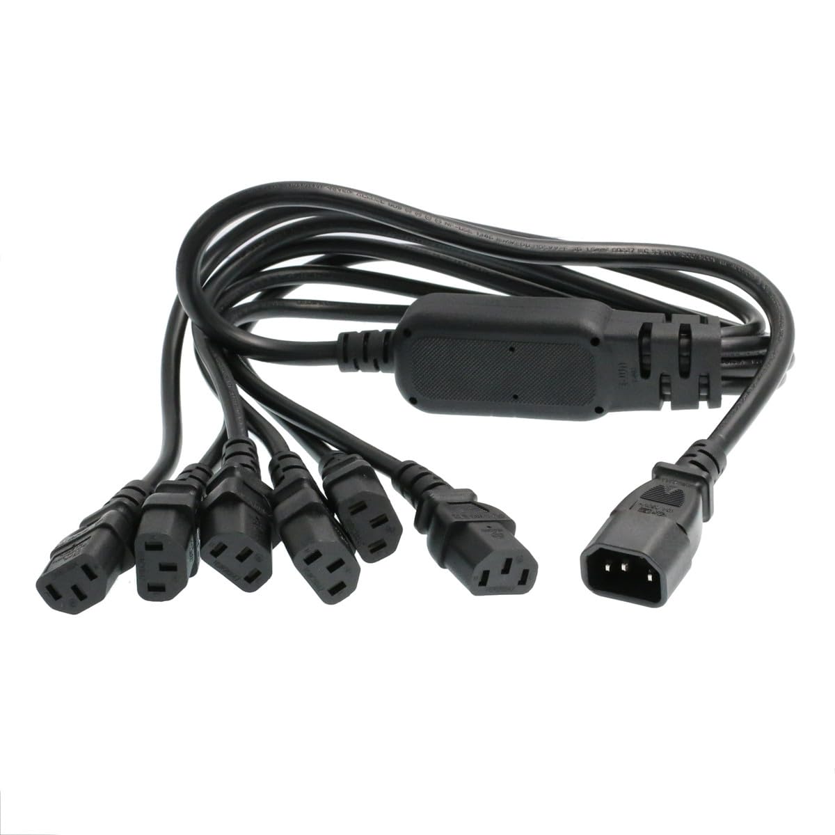 HangTon UPS PDU Computer Servo PC Monitor Power Splitter Cord C14 to 6 x C13 10A 250V Extension Cable 24" (c14-6xc13)