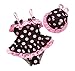 Baby Kids Girl Polka Dot Bow One-piece Swimsuits and Hat 2pc (3T, Pink&Brown)