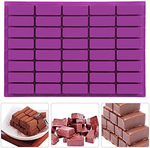 DIFENLUN Silicone Caramel Mold, 40-Cavity Rectangle Candy Trays Molds for Chocolate Truffles, Ganache, Jelly, Candy, Praline, Ice Cube Tray, Gummy (Purple)