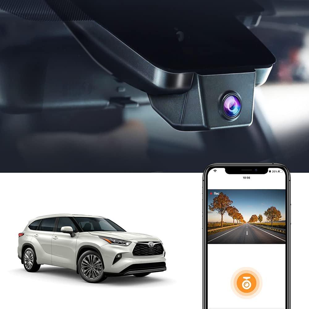 FITCAMX Dash Cam Suitable for Toyota Highlander 2020-2026 LE Limited L XLE XSE Platinum UX70 (4th Gen), OEM Style Look, 4K UHD Video WiFi, G-Sensor, Loop Recording, Easy to Install, 64GB Card