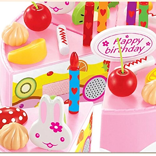Gearmax® 54pcs Spielzeug Kuchen Schneiden Geschirrset Cutting Toy Pretend Play Kinder-Rollenspiele Küchenspielzeug(Rosa) – Bild 4
