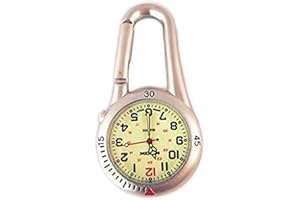 Silver White Clip on Carabiner FOB Watch with Luminous Face Ideal for Doctors Nurses Paramedics Chefs, Silver