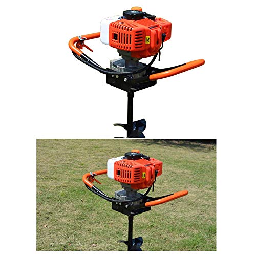 Fence Earth Auger, Petrol Borer 52cc 2-stroke Post Hole Digger+Drill Bits 4" 6" 8" Bar Single Cylinder Air-Cooled System One Man Fence Earth Auger (US Stock) (2.4HP)