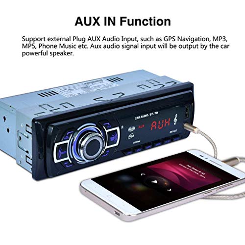 Aigoss Bluetooth Car Stereo, 4x60W Digital Media Receiver with Remote Control, Car Speakerphone Hand-Free Call, Support USB/SD/Audio Receiver/MP3 Player/FM - Thumbnail 7