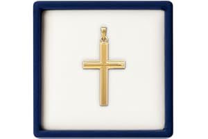 CROSS + CROWN Cross+Crown Premium 14K Yellow Gold Tube Cross Pendant, Durable Double-Bonded 14K Pendant for Necklace, Women & Mens Gold Tube Cross for Chain, Handcrafted Religious Jewelry in the USA with Premium Jewelry Box