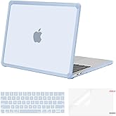 MOSISO Compatible with MacBook Pro 13 inch Case M2 2026-2016 A2338 M1 A2251 A2289 A2159 A1989 A1708 A1706, Crack-Resistant Heavy Duty Hard Case with TPU Bumper&Keyboard Skin&Screen Film, Baby Blue