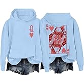 Heart Queen Hoodie, Playing Card Queen Valentine's Day Hoodie, Graphic Sweatshirt For Women