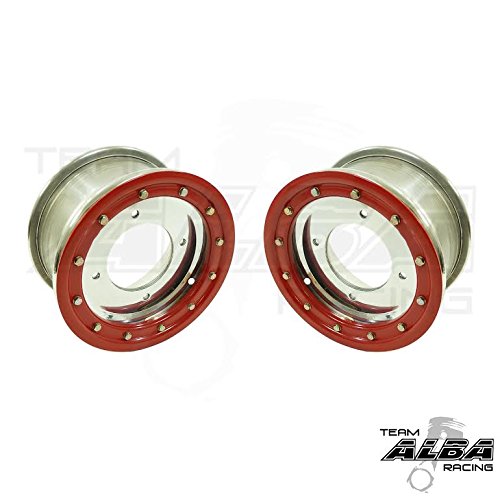 Banshee ATV Rear Wheels Beadlock 9x8 3+5 4/115 Polished/Red