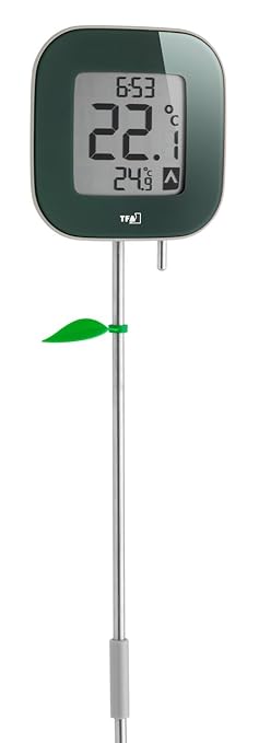 TFA Dostmann Fiora digitales Gartenthermometer, großes Display, zum Einstecken in den Boden, wetterfest