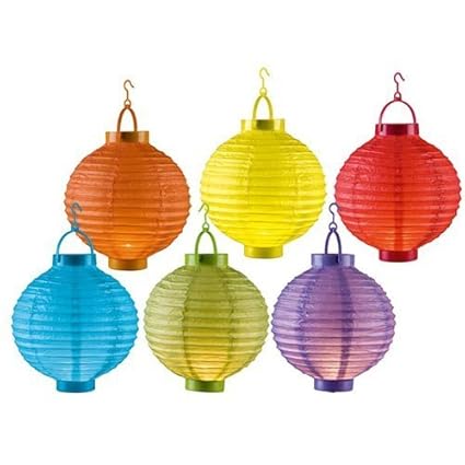 6er Set Papier Laternen LED Licht Ø20cm kabellos Papierlaterne Laternen Lampions Garten Ballon Papierlampion