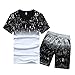Men's Casual 2 Piece Outfits Camouflage Short Sleeve Crewneck Shirt& Shorts Jumpsuit Set