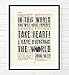Take Heart I Have Overcome the World, John 16:33, Vintage Bible Verse Scripture Christian Art Print, Unframed, Wall Art Home Decor Poster, Inspirational Gift, 8x10 Inches