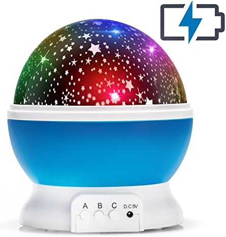 Moon Stars Projector Rechargeable Night Lighting Lamp for Kids Rotating Stars Projector 9 Color 12 Songs Holiday Gift Blue
