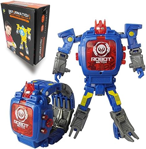 Kids Transformers Toys, XHAIZ Digital Watch for Kids 2 IN 1 Electrical Wristwatch, Robot Watch for School Gift (Blue)