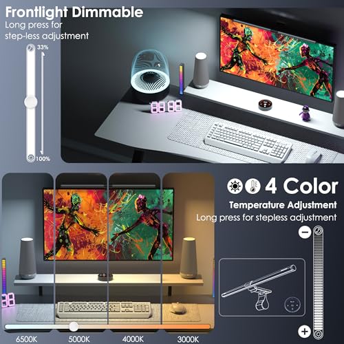 Quntis 51 cm Monitor Lamps with RGB Backlight and Remote Control, 88 + 56 LEDs Monitor Light, Light Bar for PC, Gaming Accessories, Birthday Gift for Men