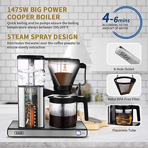 Coffee Maker，Gevi Pour Over Drip Coffee Maker with Warming