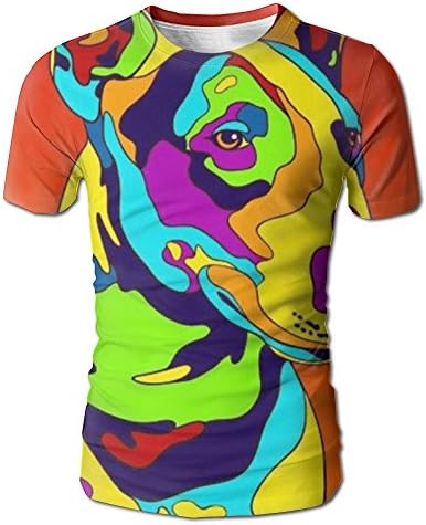 GCVBUO Multi-Color Bull Terrier Dog Casual Round Neck Sport Tight T-Shirt for Men