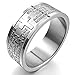 INBLUE Men,Women's Wide 8mm Stainless Steel Ring Band Silver Tone English Bible Lords Prayer Cross Size7