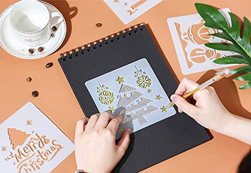 Kinteshun Christmas Bullet Journal Plastic Stencil Drawing Painting Template DIY Kit for Xmas Holiday Planner Album Scrapbooking Card Making(12pcs with Different Patterns)