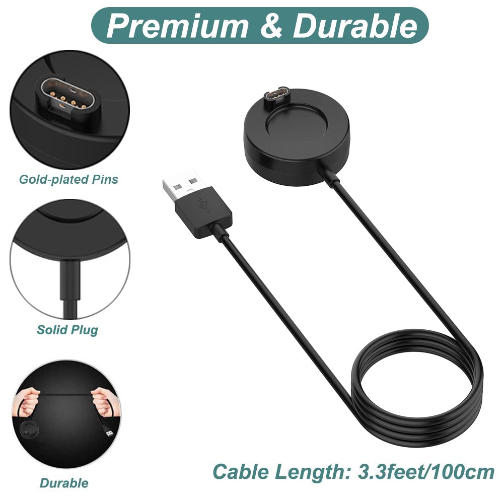 Charger for Garmin Forerunner 965 955 945 935 745 265 255 245 55 45, Approach S10 S12 S40 S42 S60 S62 S70, Fenix 7 7S 7X, Vivoactive 3 4 4S, Instinct 2, Venu 2 2S Plus Charging Cable