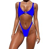 Tainehs Womens Sexy One Piece Bikini Swimsuits High Cut Cheeky Swimwear Thong Bottoms Bathing Swimsuits