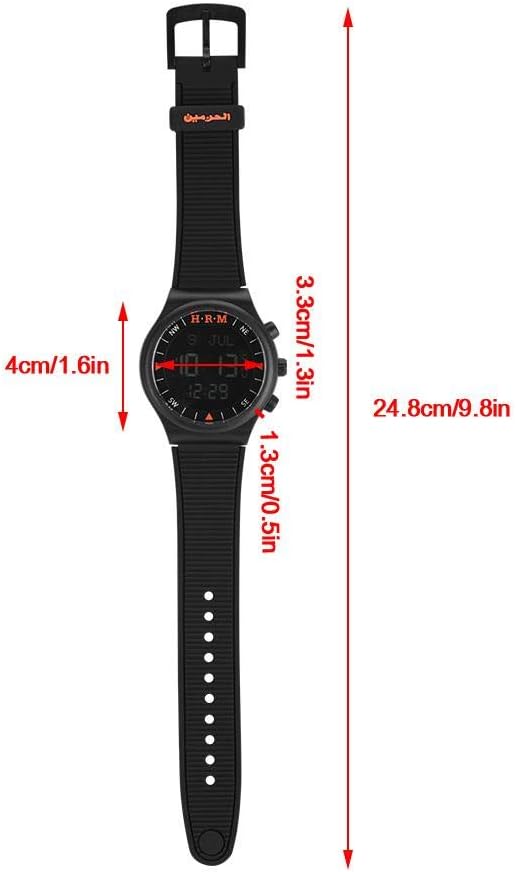 Hilitand Watch Sport Watch Black Worldwide Prayer Time Compass Alarm Black Watch Worldwide Prayer Time Compass Alarm - Image 3