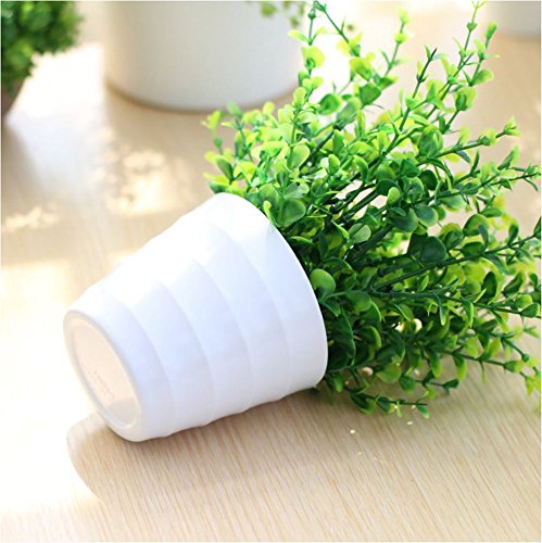 XICHEN 3 suit Artificial Potted Simulation plant potted indoor green plant small bonsai pastoral living room office display simulation flower (White) - Thumbnail 4