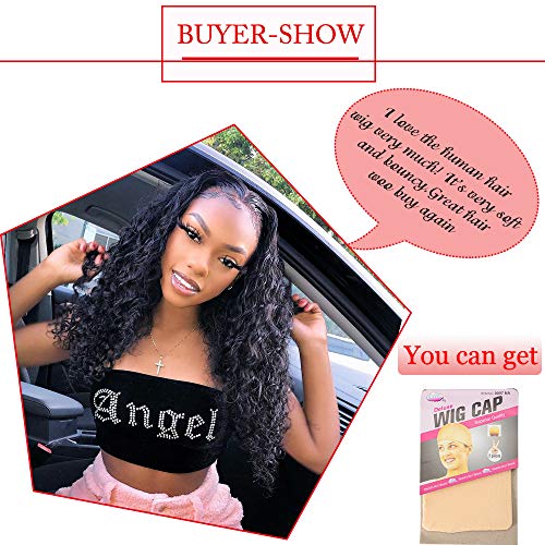 YULING-Water-Wave-Lace-Front-Wigs-Human-Hair-Curly-Wigs-for-Black-Women-Glueless-Brazilian-Wet-and-Wavy-Lace-Frontal-Wig-with-Baby-Hair-Pre-Plucked-Real-Hair-Natural-Black-Color-18inch