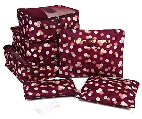 Compression Packing Cubes 7 Set Travel Luggage Organizer BagÂ With Yarn Bag