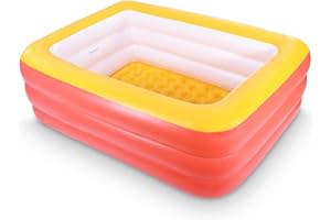 Inflatable Pools for Kids and Adults, 205x145x63cm Kiddie Pools with Inflatable Soft Floor, Durable Family Swimming Pool for 
