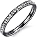 Fashion Month Women 2mm Titanium Stainless Steel Channel Set Cubic Zirconia CZ Inlay Black Wedding Ring Engagement Band