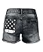Dressation Womens Punk Style Flag Design Shorts Jeans Pants Black