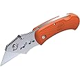OUTDOOR EDGE BOA - Folding Utility Razor Blade Box Cutter Knife with Ergonomic Polymer Handle and Pocket Clip (Orange, 3-Blades)