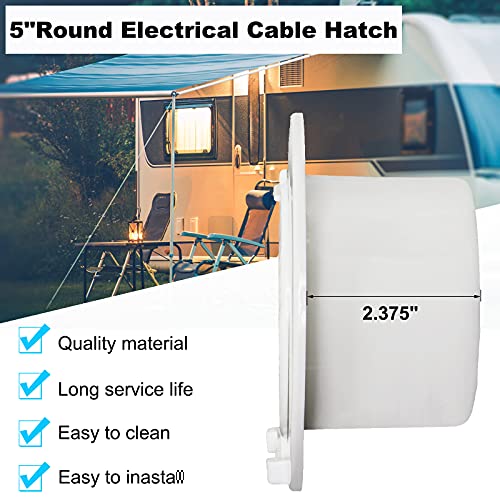RV Cable Hatch, 5" Round Electrical Cable Hatch for 30 and 50 Amp Cords