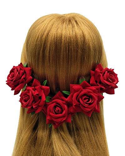 Sanrich 6pcs Rose Flower Hair Pins U Shaped Wedding Hair Clips Photo Shoot Flowers (red) - Thumbnail 3