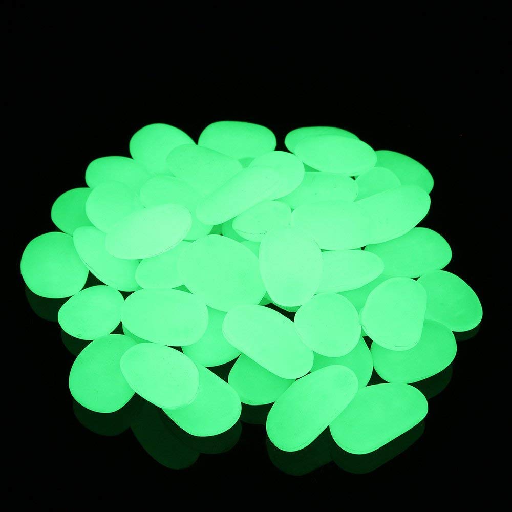 Ruiuzioong Luminous Stones, Luminous Pebbles Glow Stones, 200pcs Garden Decorative Stones for Walkways Outdoor Decor Aquarium Fish Tank Path L (200pcs, Green)