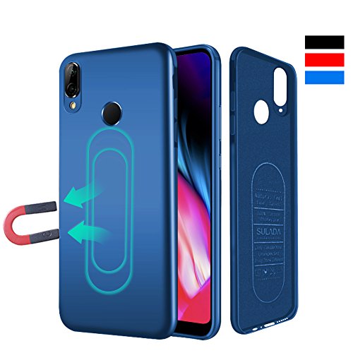 Case for Huawei P20 Lite,Ultra Thin Magnetic Phone Case for Magnet Car Phone Holder with Invisible Built-in Metal Plate,Soft TPU Shockproof Anti-Scratch Cover for Huawei P20 Lite 5.8  [Blue]