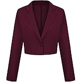 LADI TREND Cropped Blazer for Women Long Sleeve Notch Lapel Button Front Blazers Casual Work Office Cardigan Suit Jacket