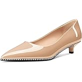 Aachcol Womens Low Heel Pointed Toe Pumps Silver Beaded Kitten Heels Slip-on Comfortable Office Dress Shoes 1.4 Inches Heels